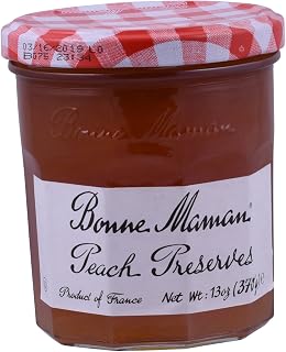 Bonne Maman Peach Preserves, 13 oz Jar - Premium Artisan Peach Jam with Authentic Fruit Flavor