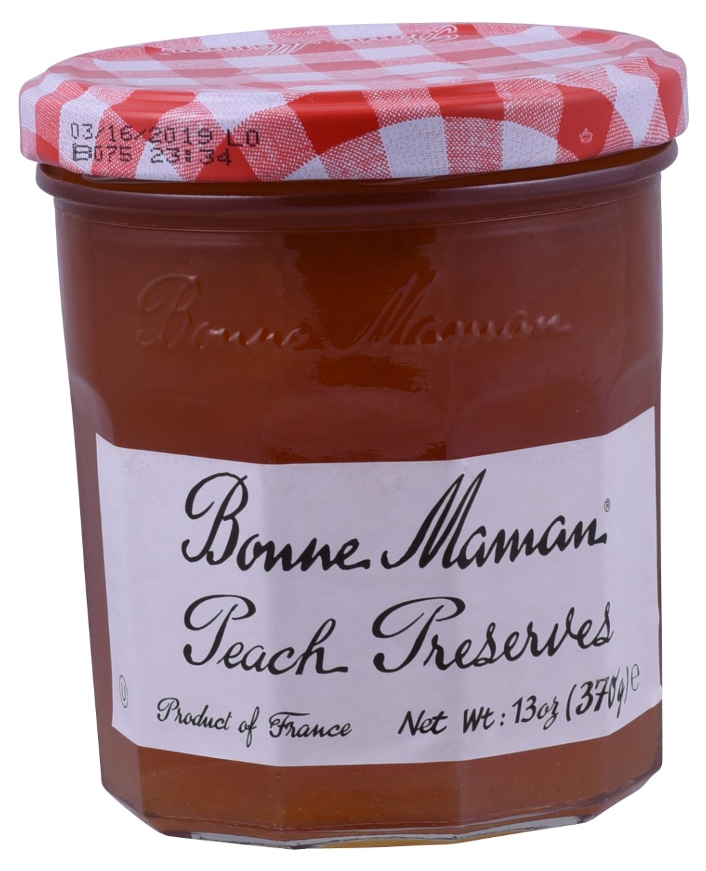 Bonne Maman Peach Preserves, 13 oz Jar - Premium Artisan Peach Jam with Authentic Fruit Flavor