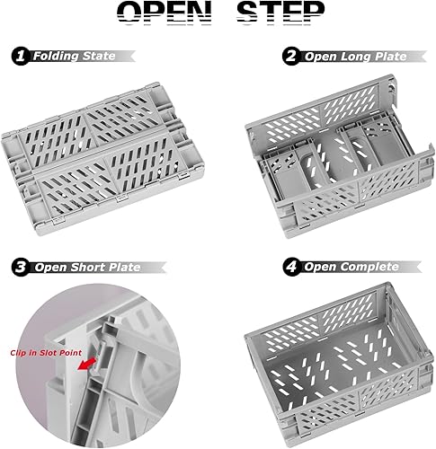 Miniatura 5 de Tixill Paquete de 2 mini cestas de plástico plegables para organización y almacenamiento, cajas de almacenamiento plegables para el hogar, cocina,