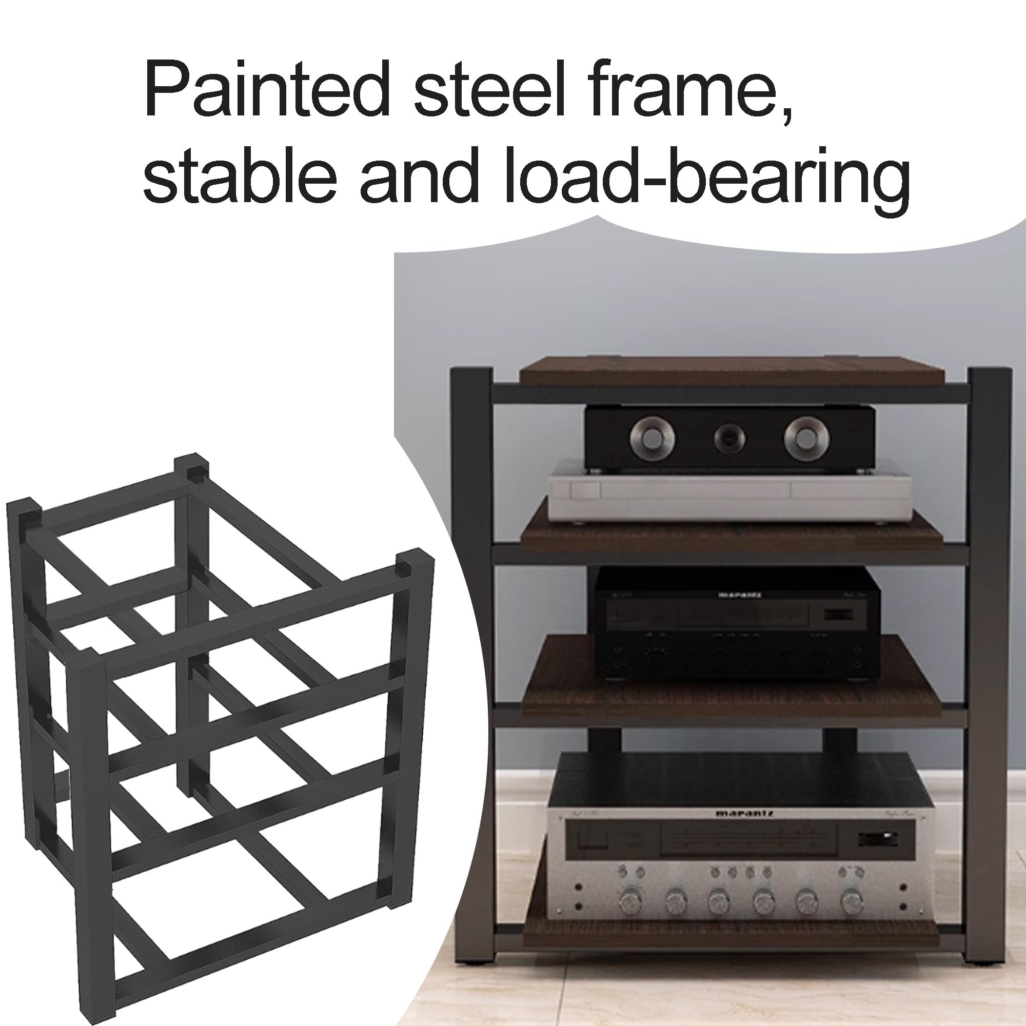 Soporte multimedia AV – Estantería de vídeo, gabinete rage nizer para el hogar, oficina, teatro y sala de grabación, soporte para CD/DVD, negro (70 x 55 x 40 cm)