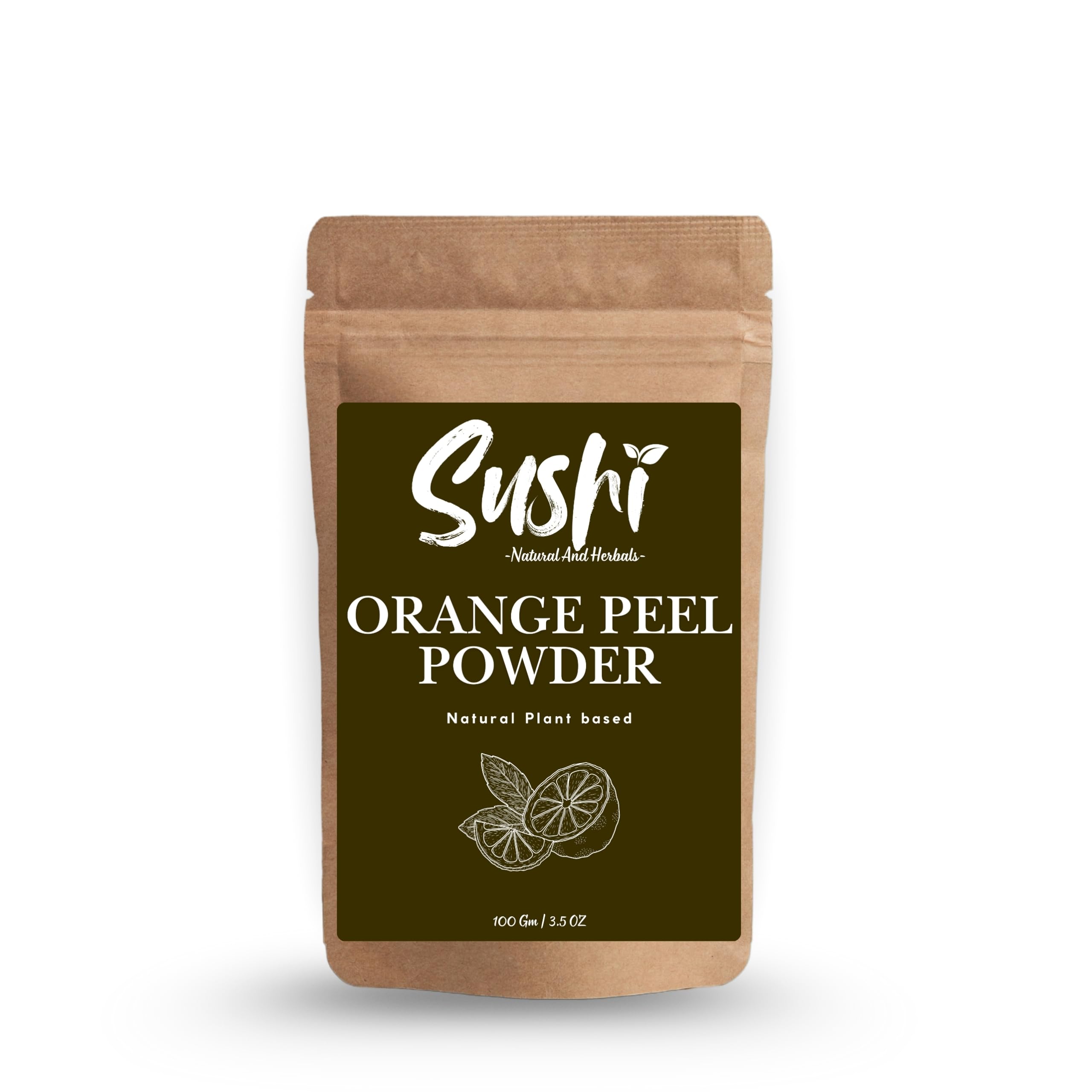 Sushi Orange Peel Powder | Natural Skin Brightening & Face Pack Ingredient | Organic Food Grade | Pure Dried Orange Fruit Peel Powder | Pack of 1 | 100gm