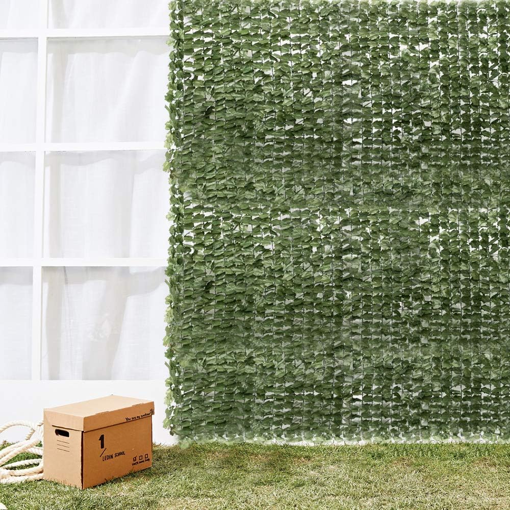 VINGLI Artificial Hedges Faux Ivy Leaves Fence, Decorative Trellis Privacy Screen Mesh, for Outdoor Decor, Garden, Yard,39"x119"