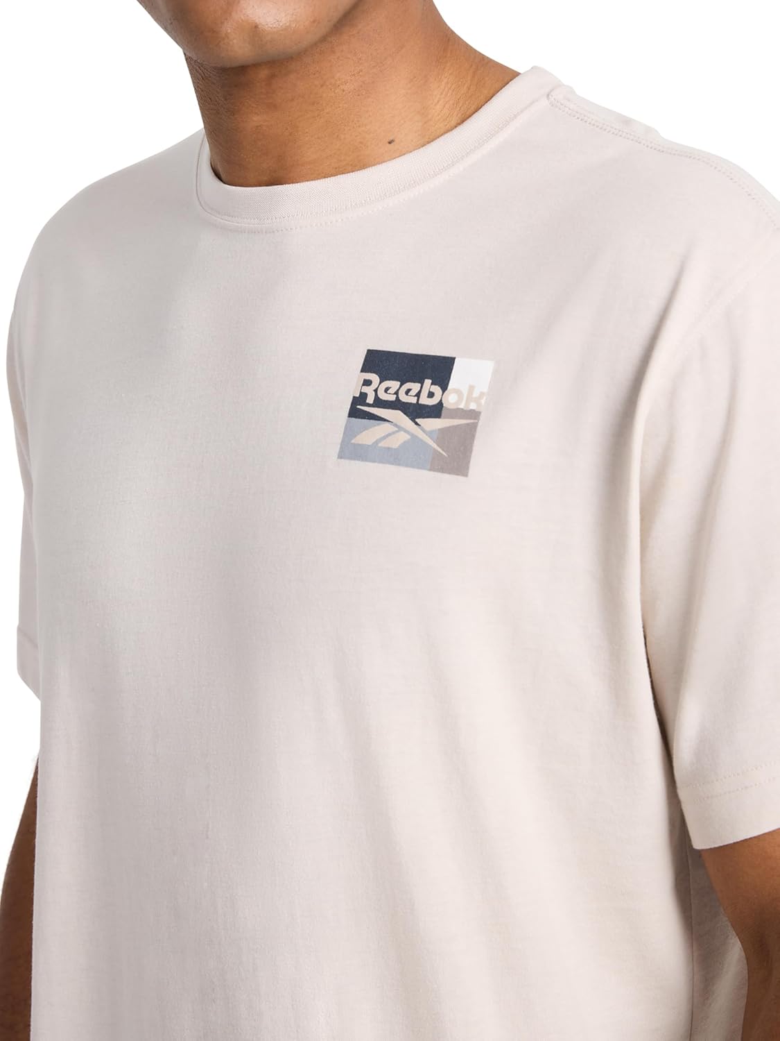 Reebok Mens Small Logo Crewneck T-Shirt, Standard Fit, Lightweight Cotton-Poly Jersey Fabric - Image 4