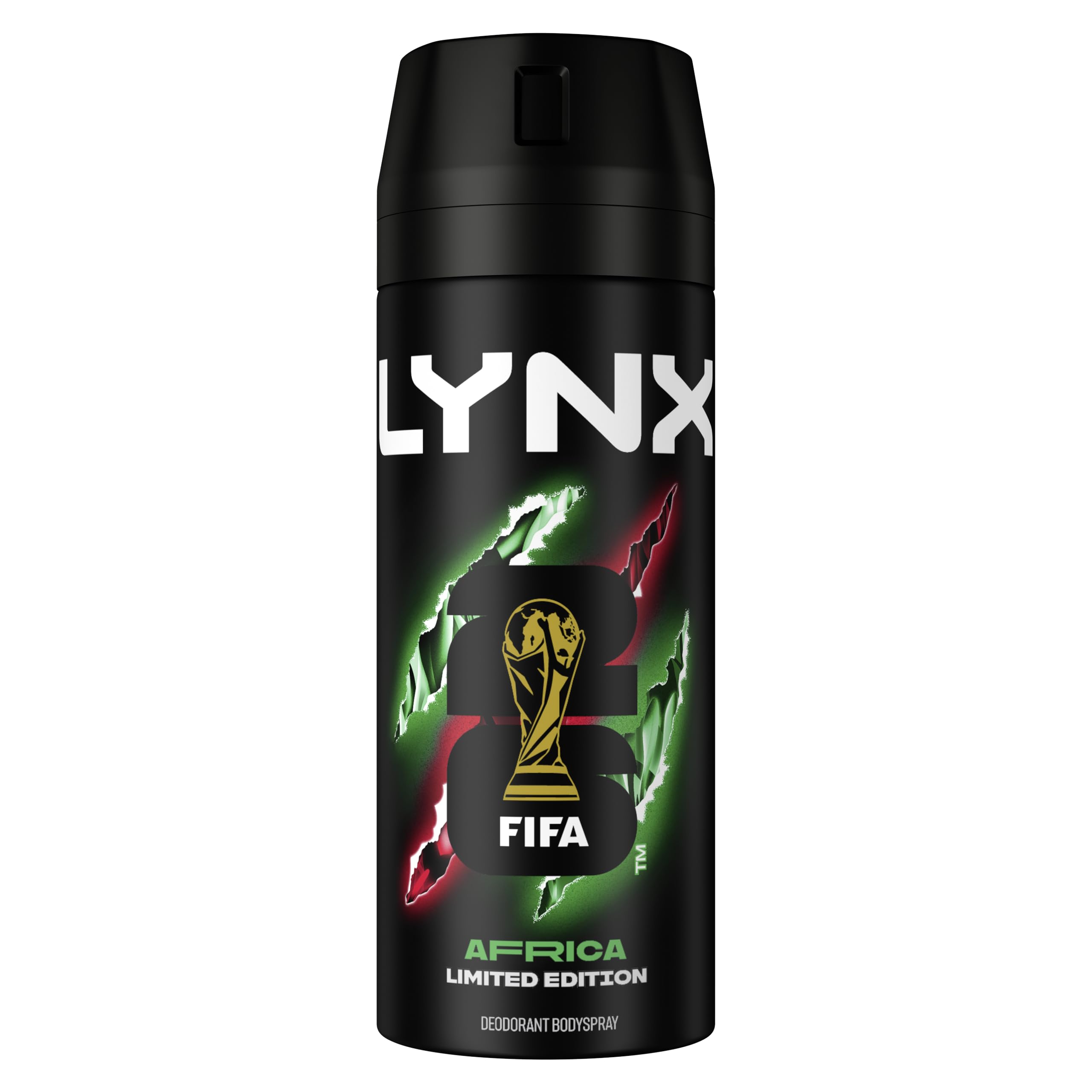 Lynx Limited Edition FIFA Africa Aerosol Body Spray men's deodorant with a mandarin & sandalwood scent for 48 hours of odour-busting freshness 150 ml