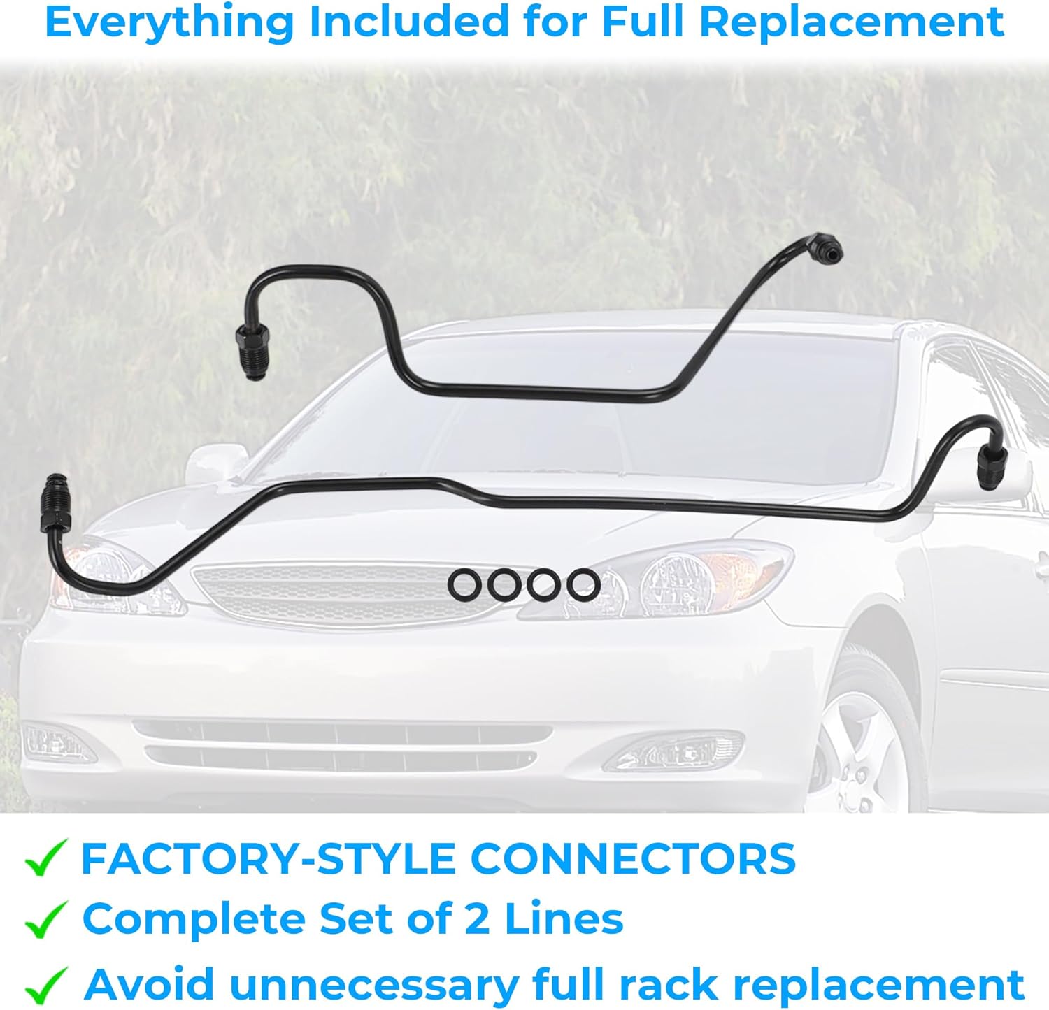 Rack Pinion Transfer Line for Toyota Camry (ACV30/ACV31 Models) 2001-2006, Replacement for 4420033331 4420033351, Set of 2 Hard Hydraulic Lines