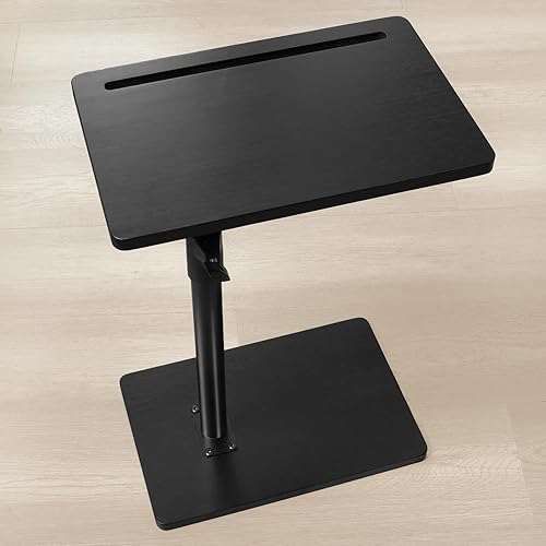 Miniatura 10 de Mesa de Bandeja Giratoria de Sofá 360° para Brazo de Sofá - Mesa Lateral Ajustable en Altura para Cama o Silla con Ranuras para Teléfono y Tableta,