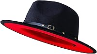 KUJUHA Wide Brim Two-Tone Fedora Hat for Men Women - Adjustable Unisex Felt Panama Dress Hat