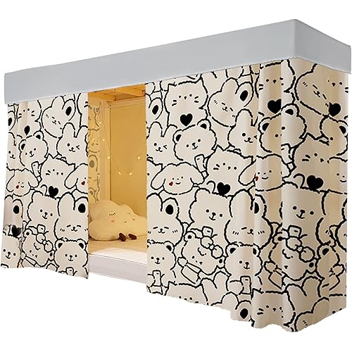 Dorm Single Twin Bunk Bed Tents Drapes Dustproof Blackout Underbed Cloth Bed Privacy Curtains 2 Panels + 1 Top (Color 11, 45.3 x 78.7 in)
