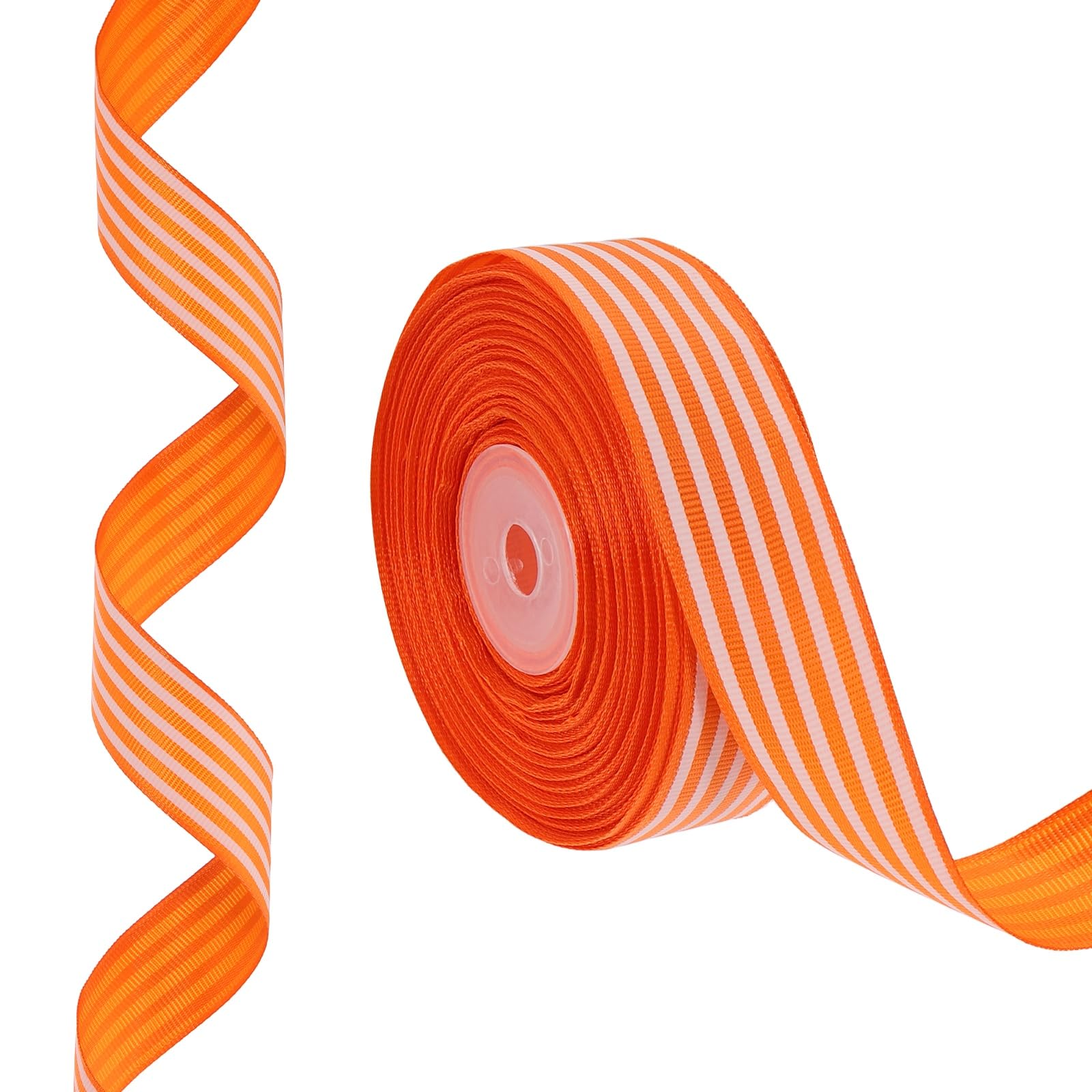 PATIKIL 25 Yards x 1" Striped Ribbon, Double Sided Patriotic Fabric Wrapping Ribbon for Christmas Halloween Home Holiday Craft Wreath Birthday Wedding Party Decoration, Orange — image 1