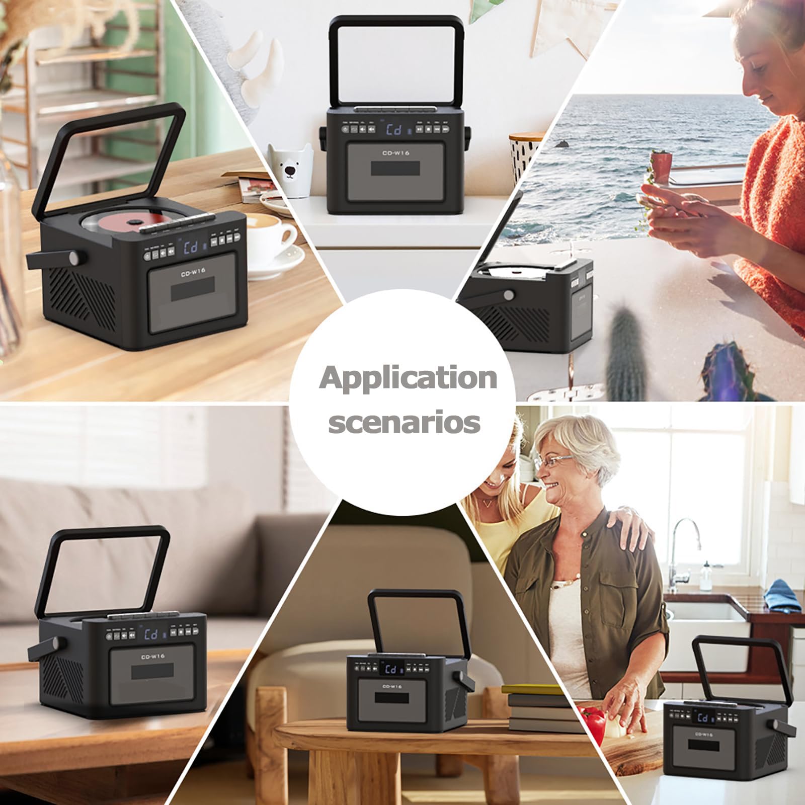 Reproductor de CD portátil, reproductor de casete Boombox Bluetooth 5.1 con batería de 5000 mAh, altavoces estéreo duales de 5 W, radio FM, grabación de cinta, pantalla LED, control remoto para viajes