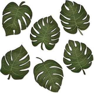 Pinetree Art Wooden Monstera Leaf Wall Art, Tropical Palm Leaves Boho Room Decoration Aesthetics, Vintage Natural Plants Decor for Farmhouse Patio Garden Kitchen Bathroom (Green 1)