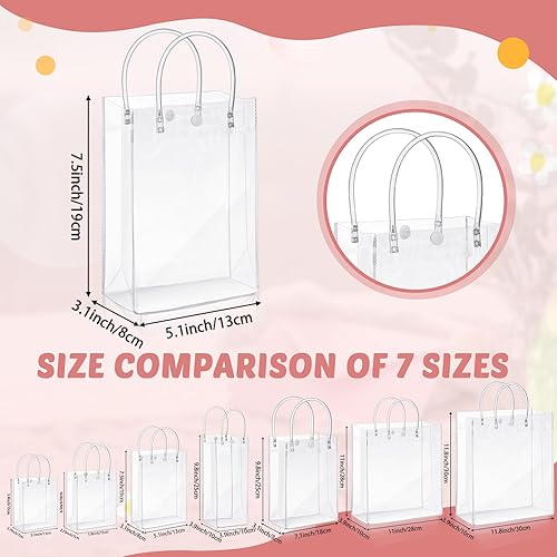 Miniatura 3 de LEIFIDE 50 bolsas de regalo transparentes con asas, bolsas de regalo de plástico PVC transparentes, reutilizables, bolsas de dulces para bodas,