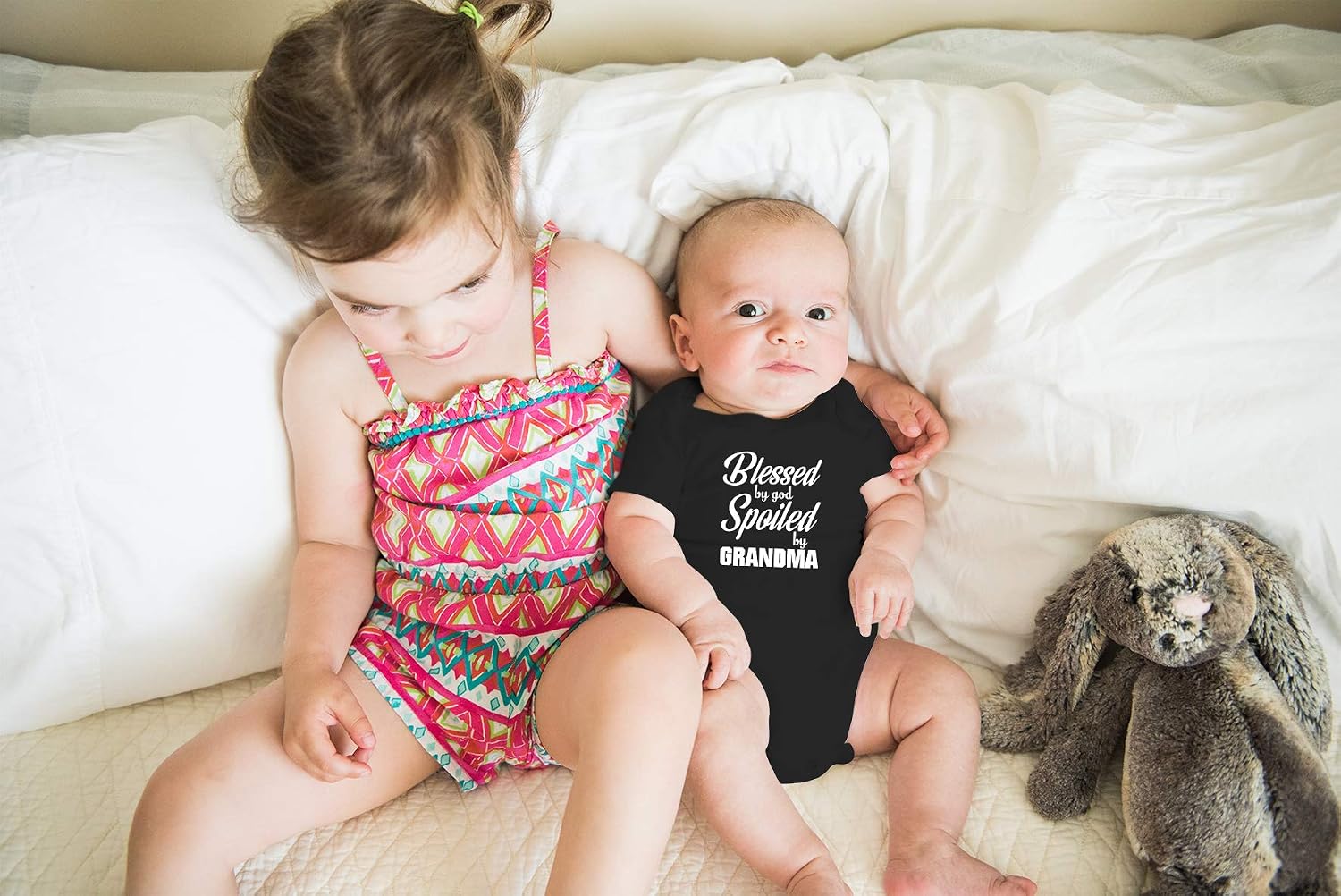 Blessed By God, Spoiled By Grandma - Family Humor Funny Baby Bodysuit image 4