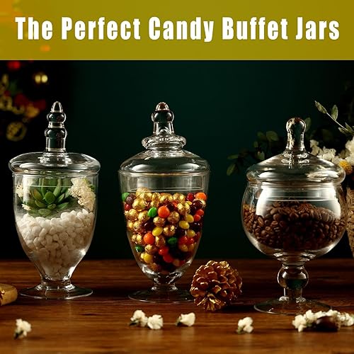 Miniatura 2 de REFSAVER Apothecary - Tarros decorativos de cristal para dulces, exhibición de bufé de dulces, elegante tarro de almacenamiento, recipientes