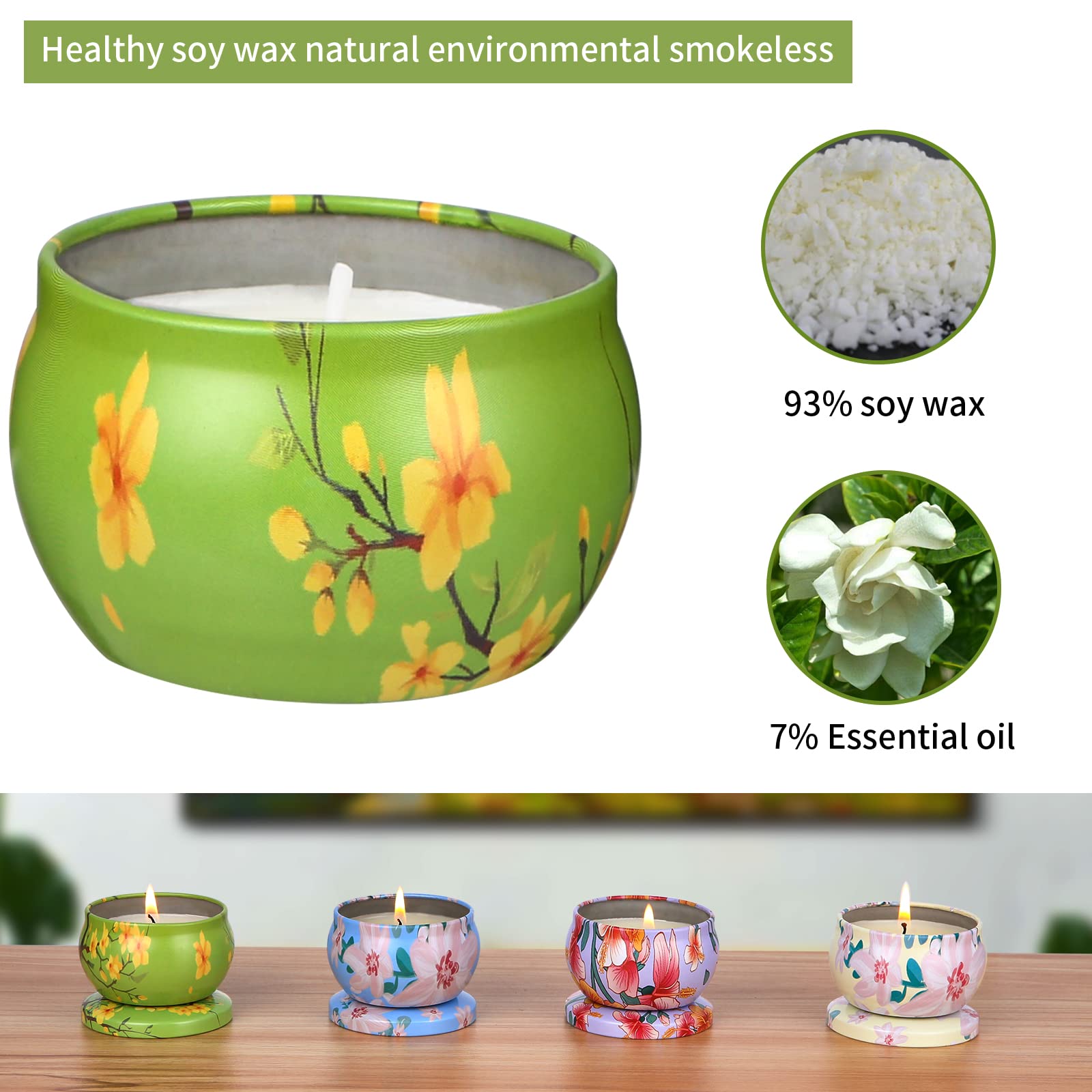 Natural Velas Aromaticas Juego de 8 Piezas,100% de Cera de Soja Velas Perfumadas,Navidad Velas Aromaticas,Aliviar el Estrés, para Relajación Vela de Viaje Adecuado para decoración de fiestas