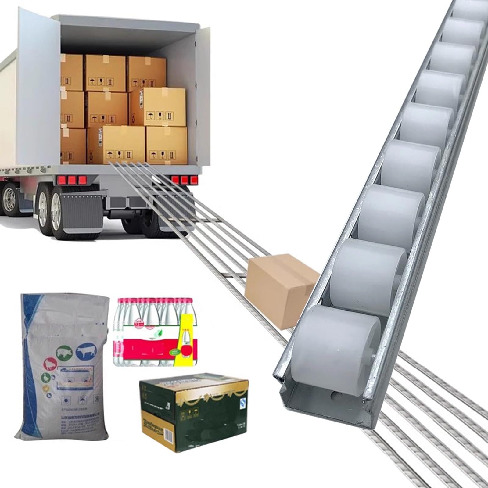 Rulli trasportatori per trasporto industriale per movimentazione efficiente dei materiali in magazzini, aziende agricole e supermercati