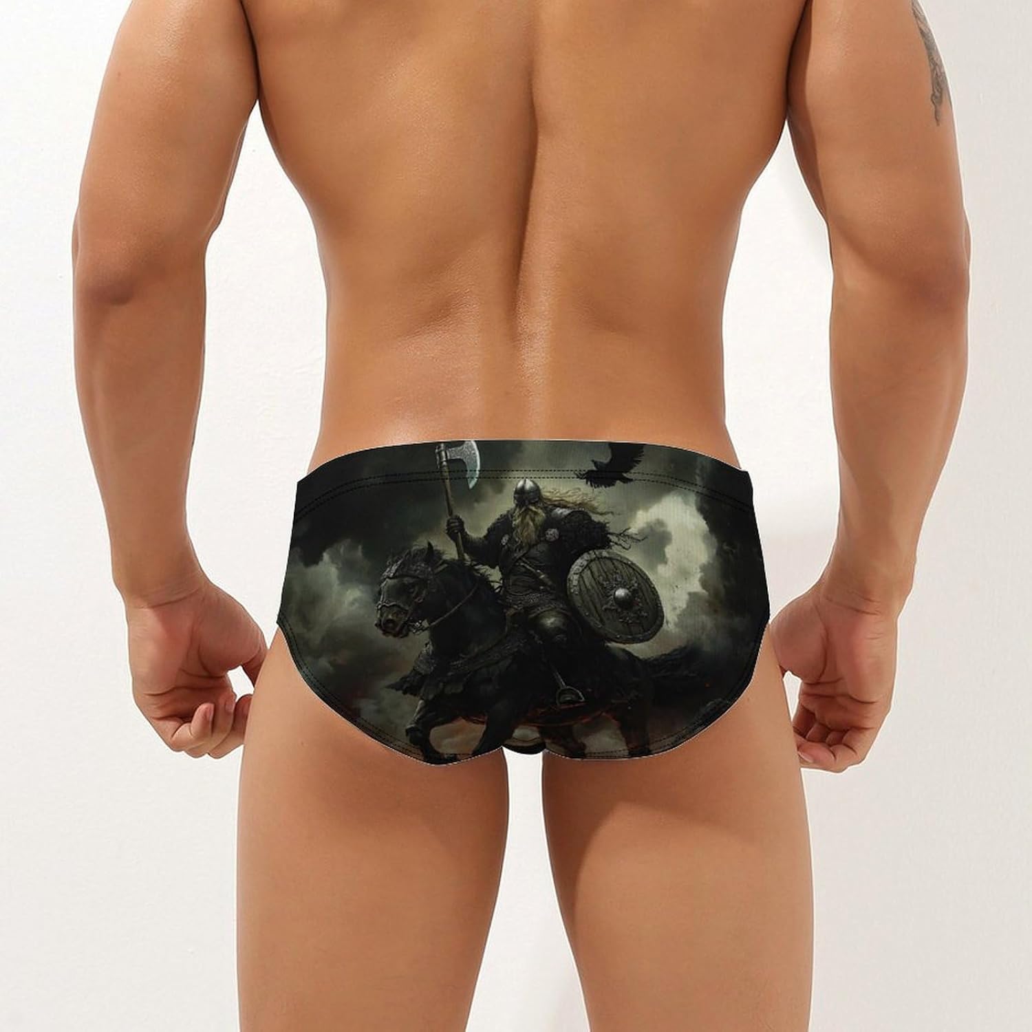 Viking-Horses Horseback Gothic Men's Swimsuit Brief Sexy Bikini Briefs Retro Printed Swimwear Quick Dry Swimming Trunks XX-Large (xx_l)
