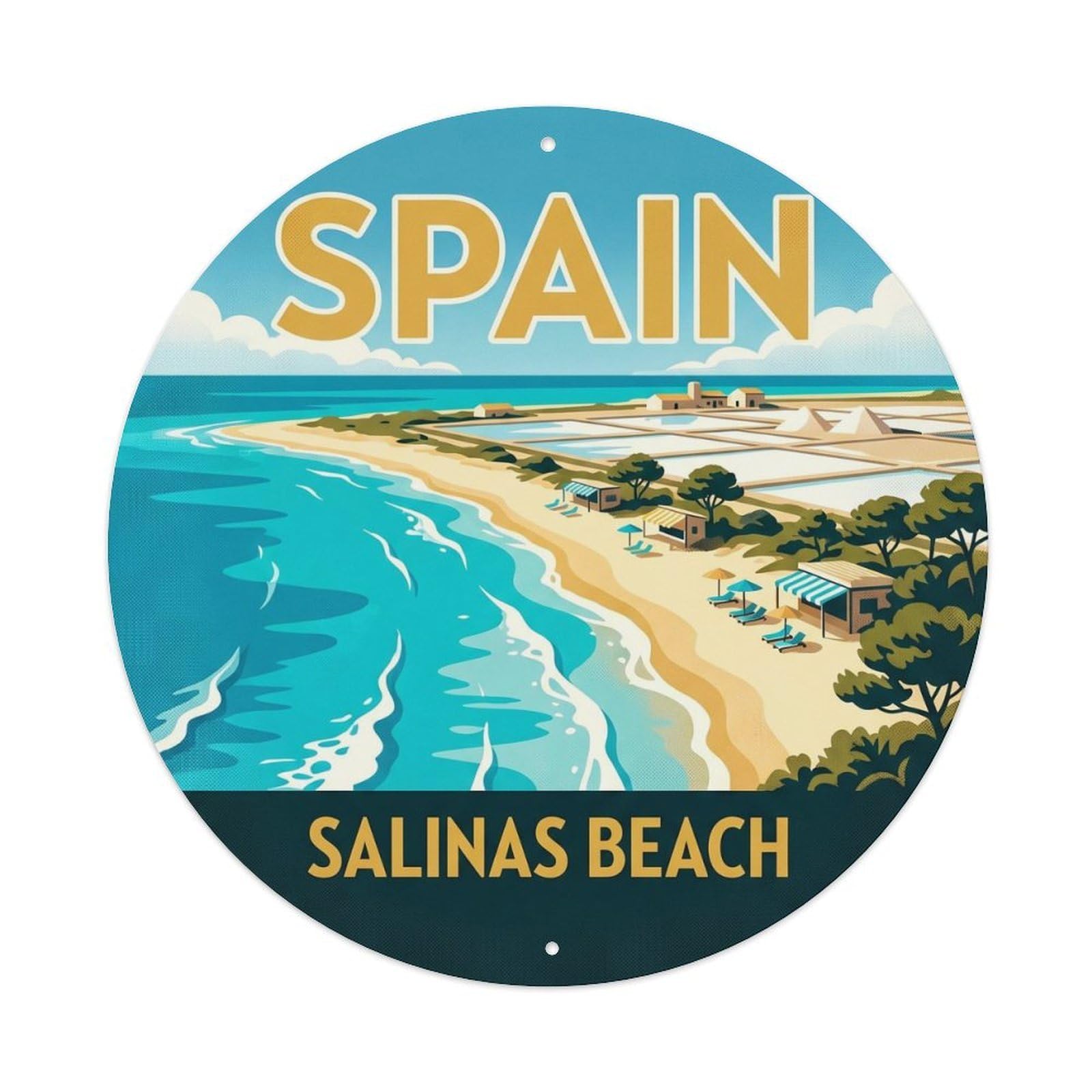Ibiza Salinas Beach Spain Landmark Travel Metal Tin Sign