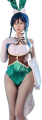 CR ROLECOS Venti Cosplay Genshin Bunny Suit Venti Bodysuit Outfit for Anime Cosplay Women Bunny Cosplay M