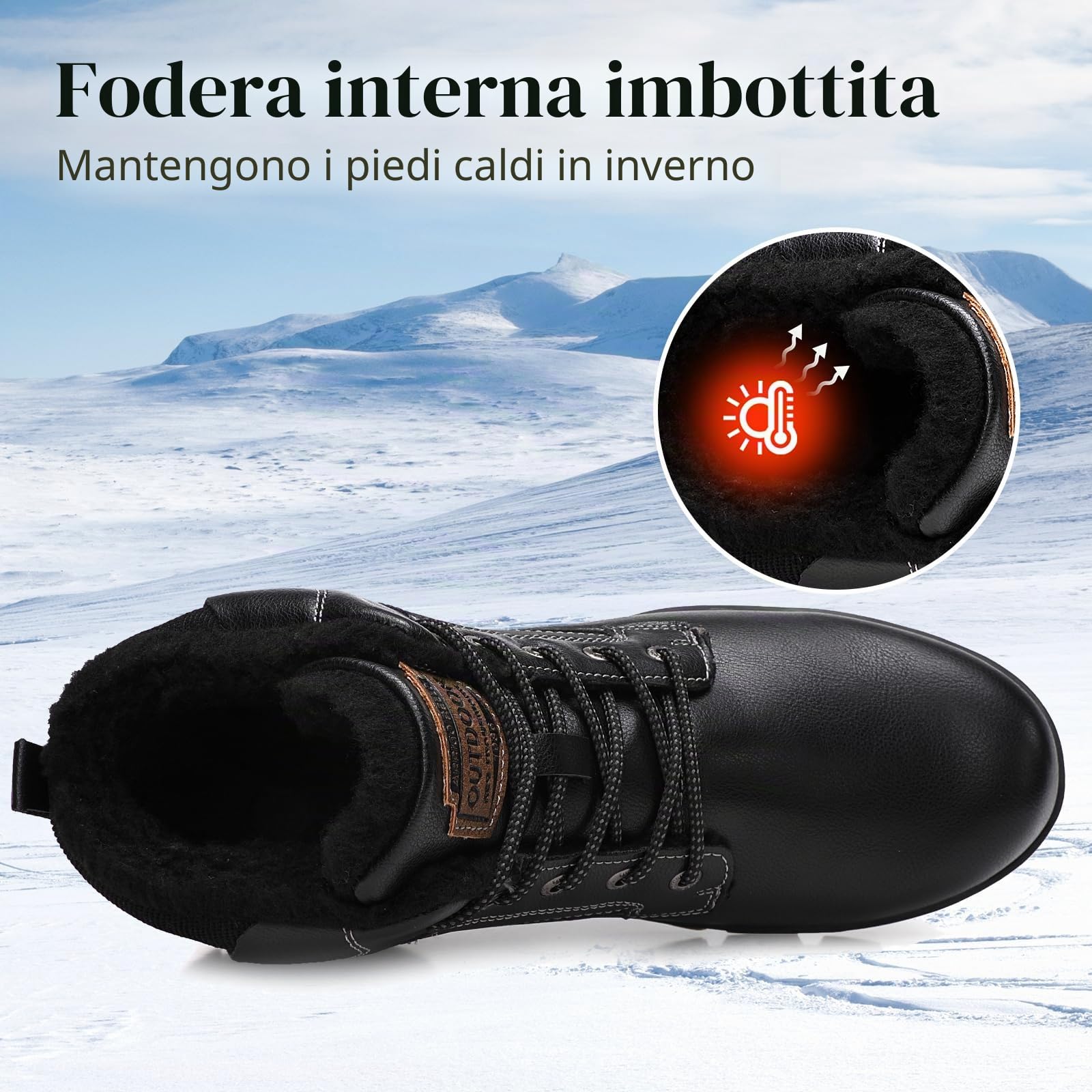 ARRIGO BELLO Stivali Uomo Invernali In Pelle Scarpe da Neve Calda Foderato Scarponcini Trekking Stivaletti Outdoor EU41-46