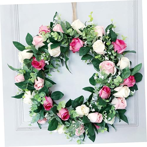 Miniatura 3 de 1 guirnalda artificial floral para boda, vid de rosa falsa, corona para el hogar, corona floral de rosas, adornos de puerta de Navidad, guirnalda de