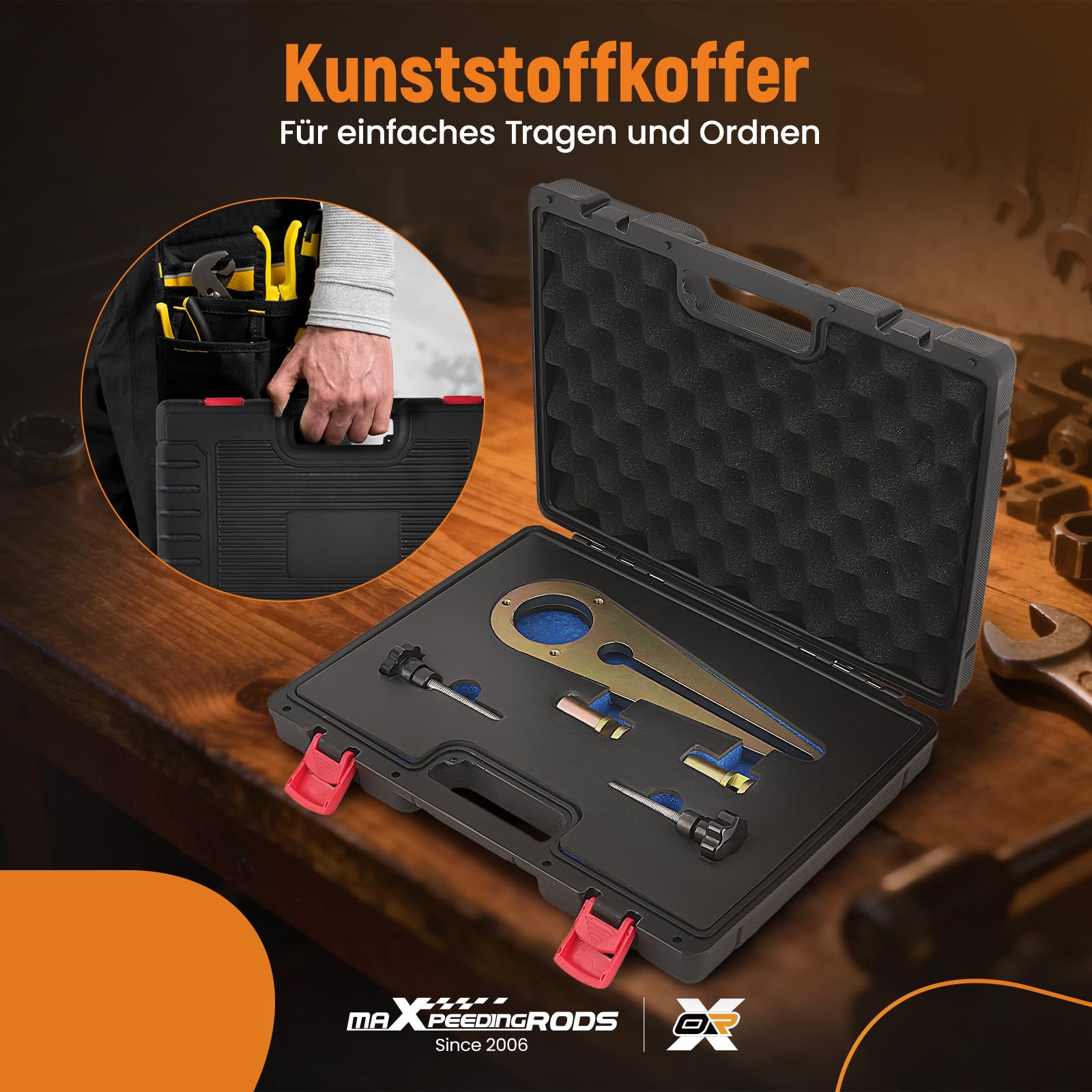 maXpeedingrods Set di attrezzi per pulegge albero motore per BMW N47 N57 | 117220/223 motore albero motore, strumento di regolazione del perno di bloccaggio, kit ammortizzatore di vibrazioni