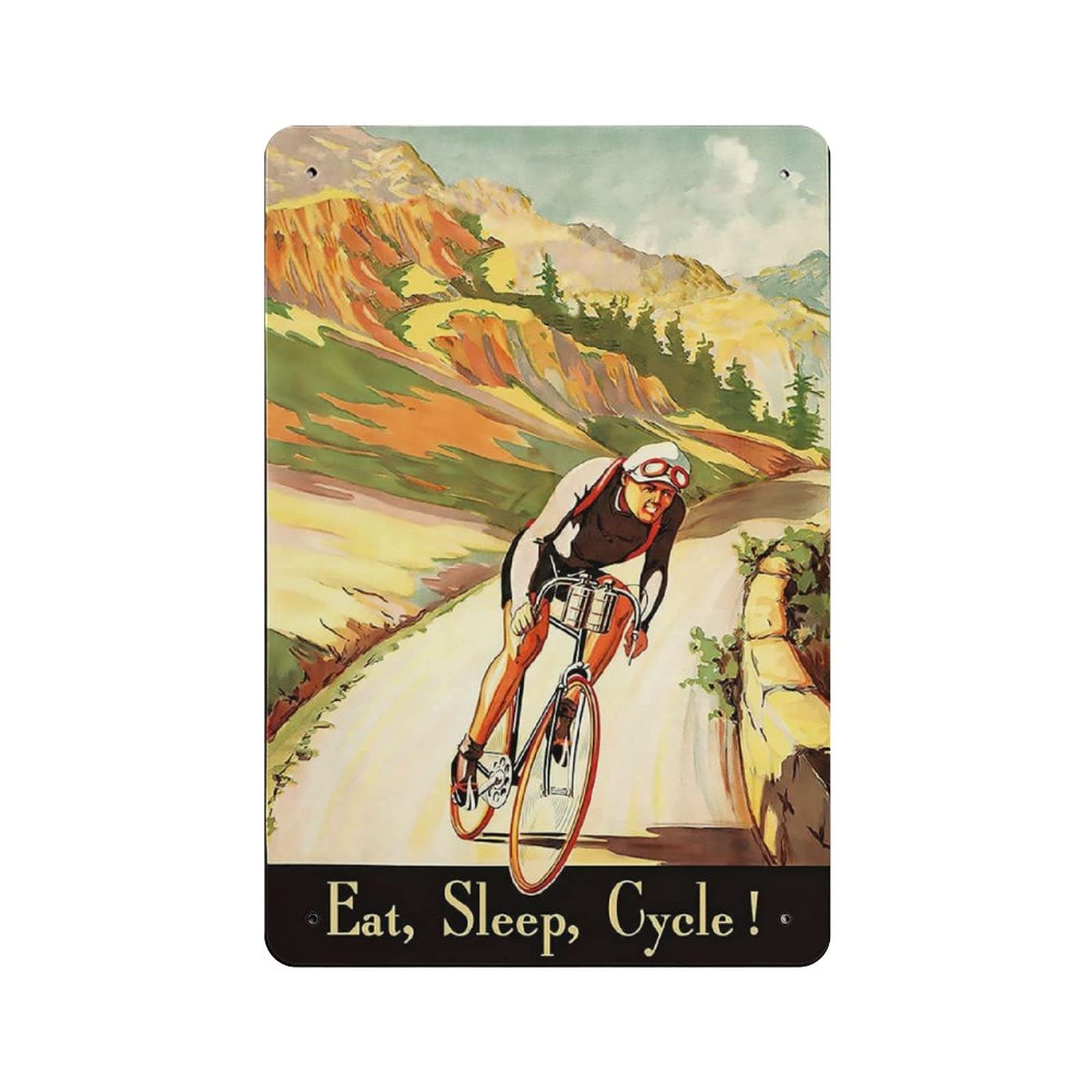 Metal Tin Sign Eat Sleep Cycle Vintage Tin Poster Metal Sign Wall Decoration Country Kitchen Home Garage Decor 12"x8"