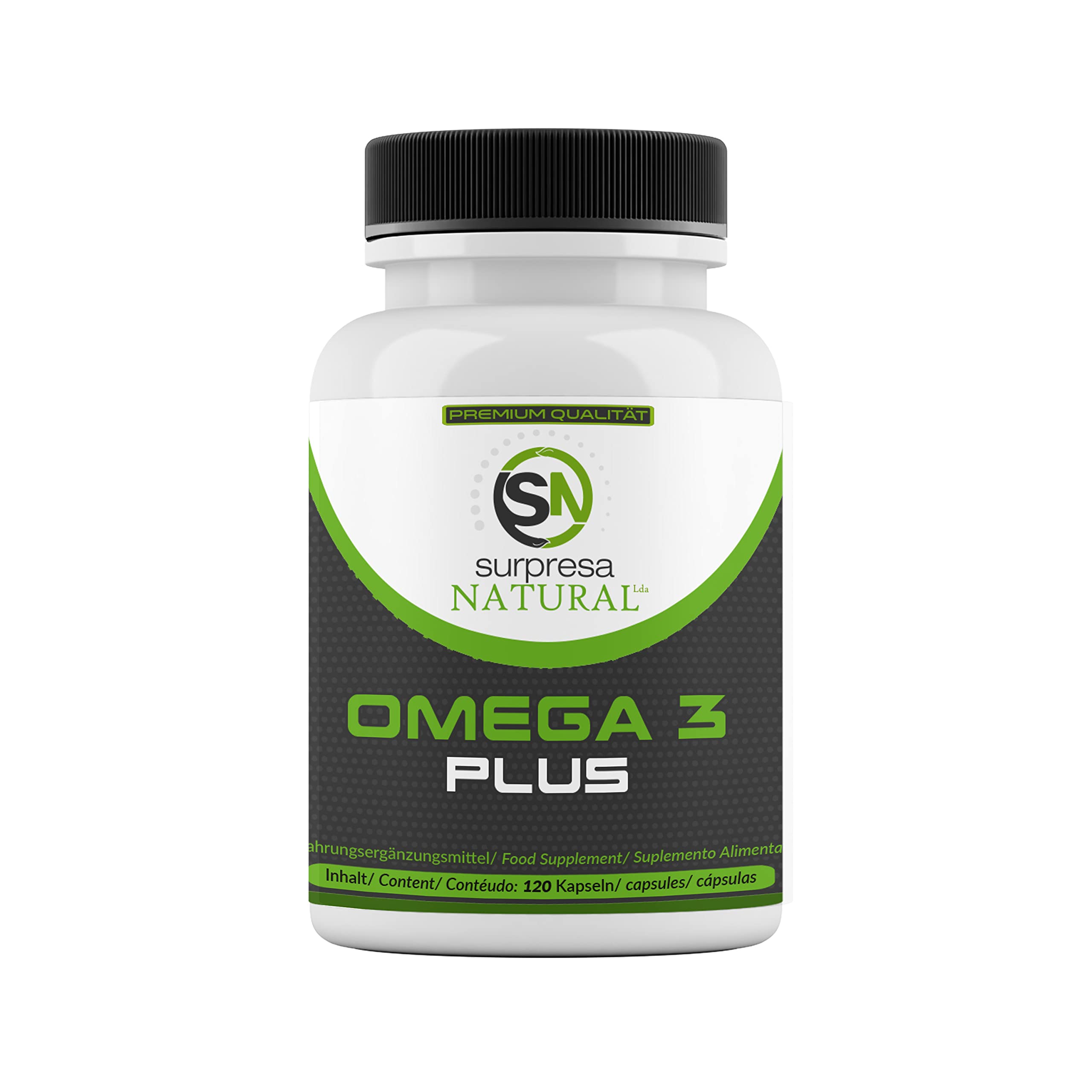 Omega 3 Plus 3 fois plus fort, 1000 mg d'huile de poisson 500mg EPA 250mg DHA par gélule, pureté testée en laboratoire à partir de pêche durable, 120 gélules 4 mois
