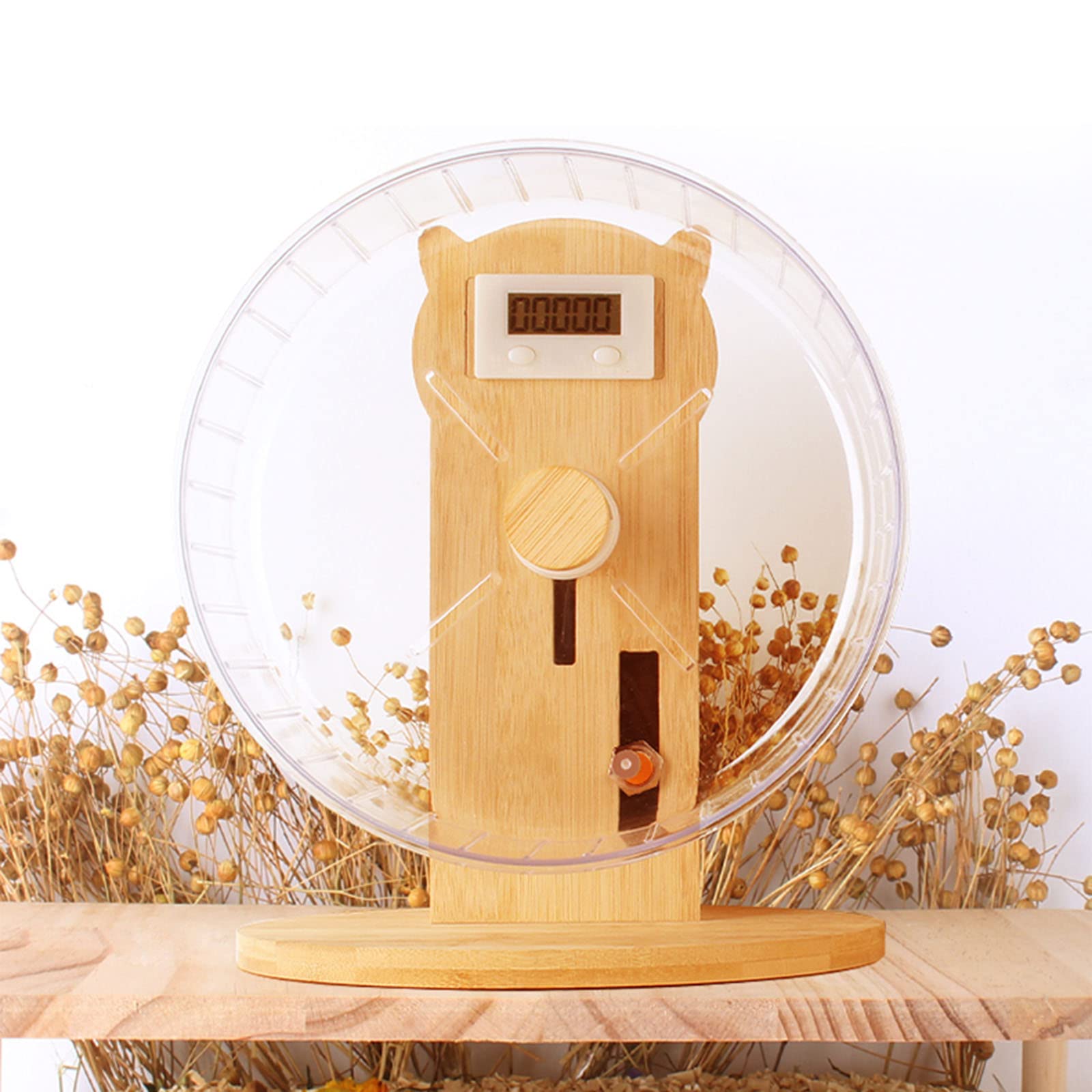 Rueda de Ejercicio para hámster: Rueda silenciosa para hámster, Rueda de Ejercicio silenciosa de Madera para Mascotas pequeñas, Cuenta de Pasos para hámsteres, jerbos, Ratones, cobayas y Otras m