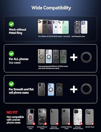 Miniatura 9 de JOYROOM Magsafe - Soporte de coche para iPhone con imán fuerte, soporte de metal de 360 con ventosa de vacío para iPhone 17 Air Pro Max16 15 14 13