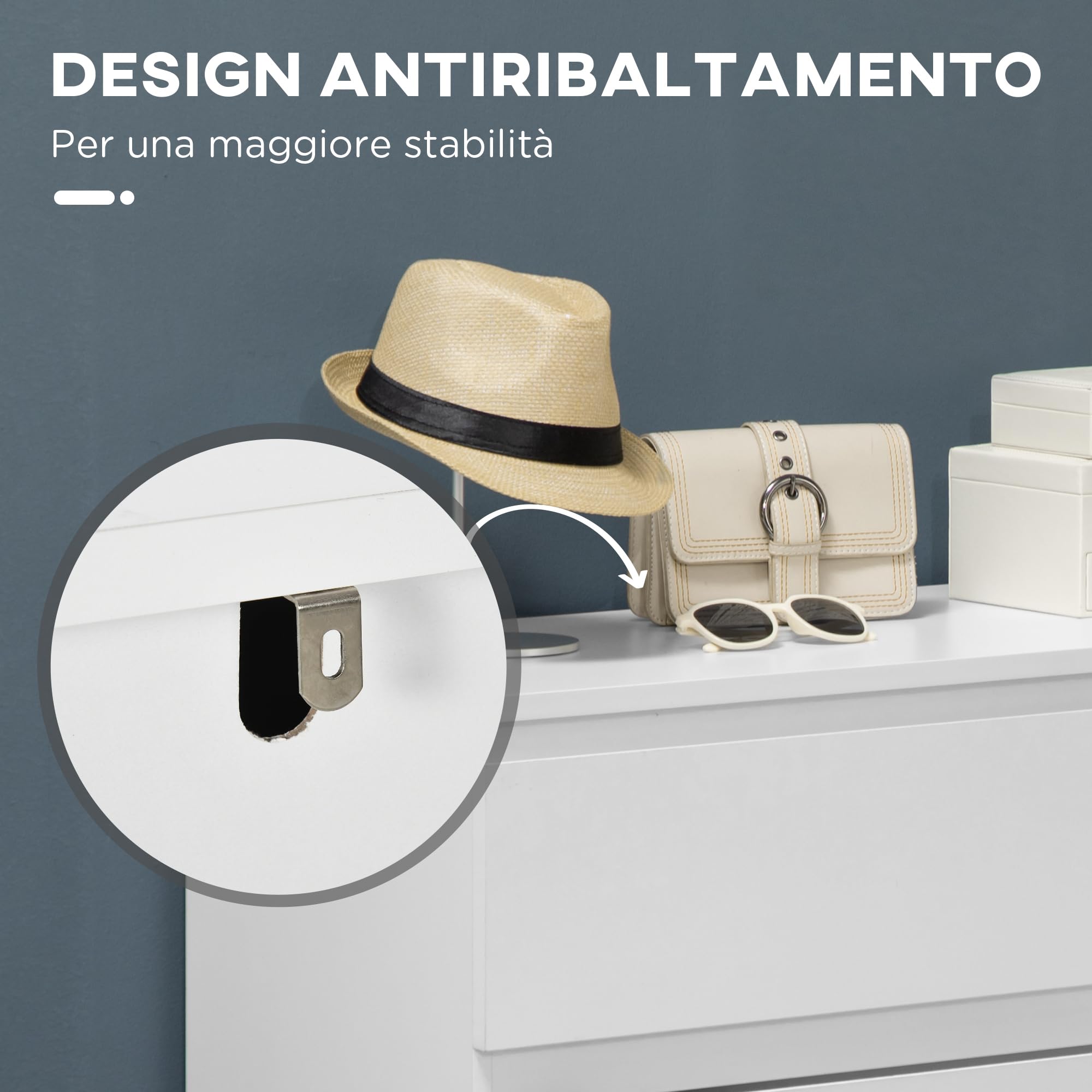 HOMCOM Cassettiera Camera da Letto 3 Cassetti, Como Camera da Letto in Legno Senza Maniglie, Cassettiera Salvaspazio per Ingresso, Soggiorno, Sala da Pranzo e Corridoio, 80x39x73 cm, Bianco