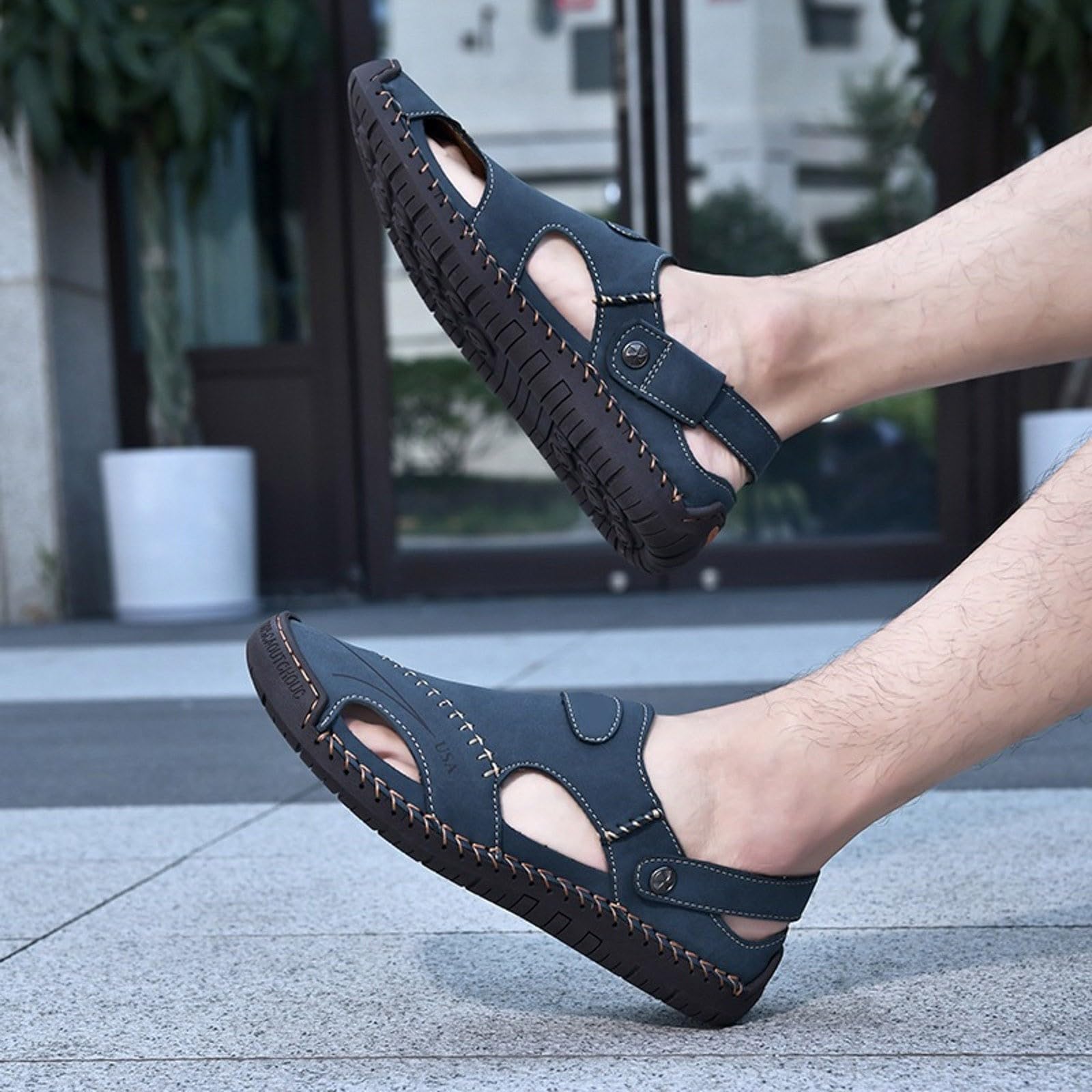 Sandalias Deportivas Hombre-Sandalias de mano transpirables con dos tiras, cómodas, informales, para la playa y el verano.