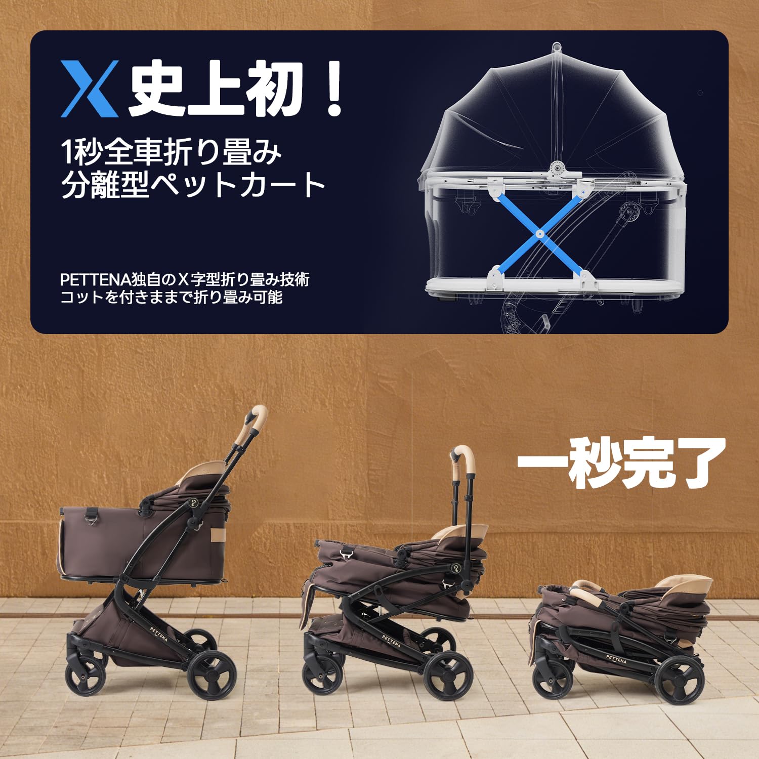Amazon.co.jp: PETTENA Pet Cart, 1 Second Instant Folding Separate