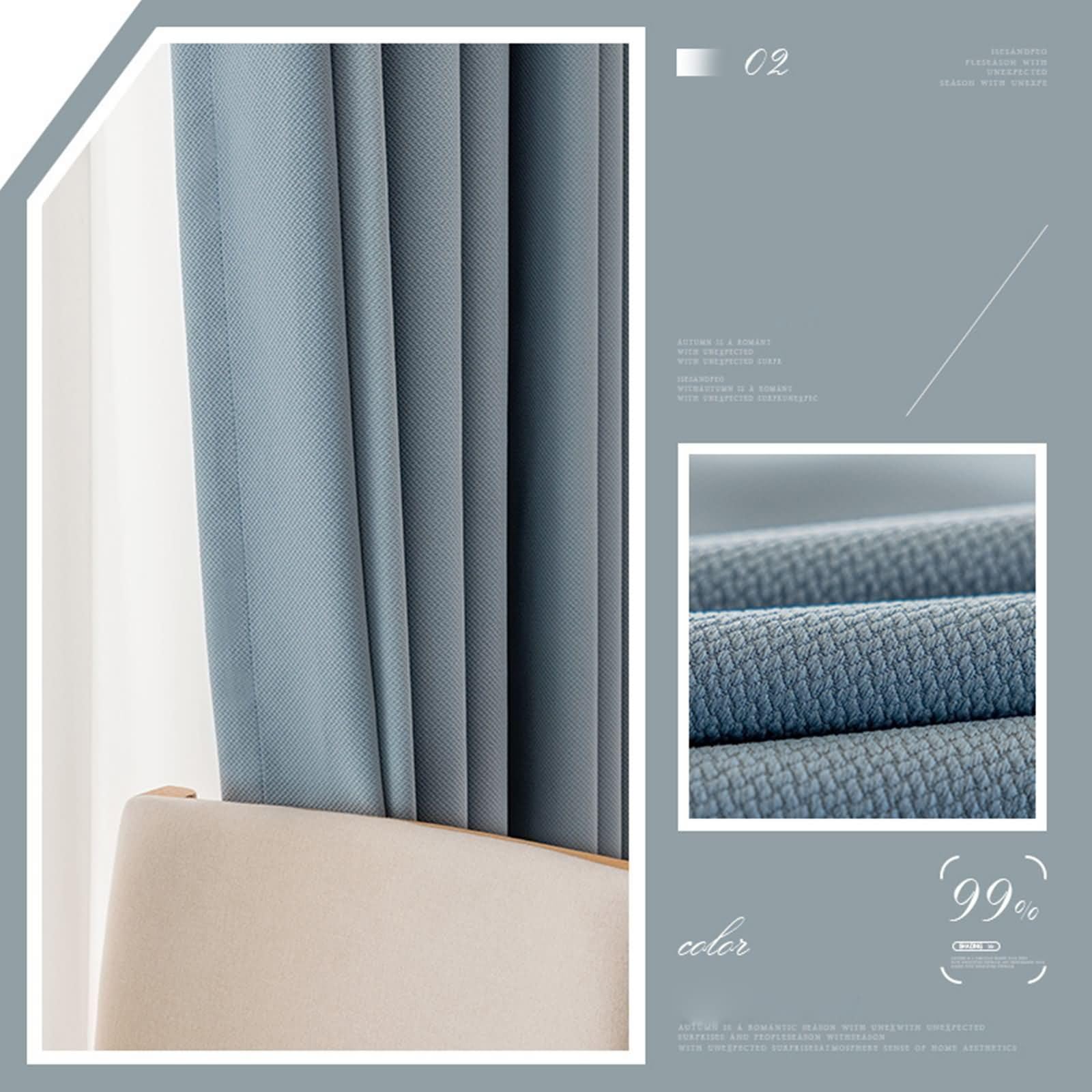 Tende Coprenti Oscuranti 2 Pezzi,2 x 96W x 115H CM,Tende Porta Finestra Oscuranti Blu Tinta Unita Tende a Gancetti