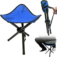 CebraBounze Portable Folding Camping Stool - 14.6" Seat Height, 240 lbs Capacity, Lightweight Tripod Chair for Fishing, Hiking, Beach (Blue)