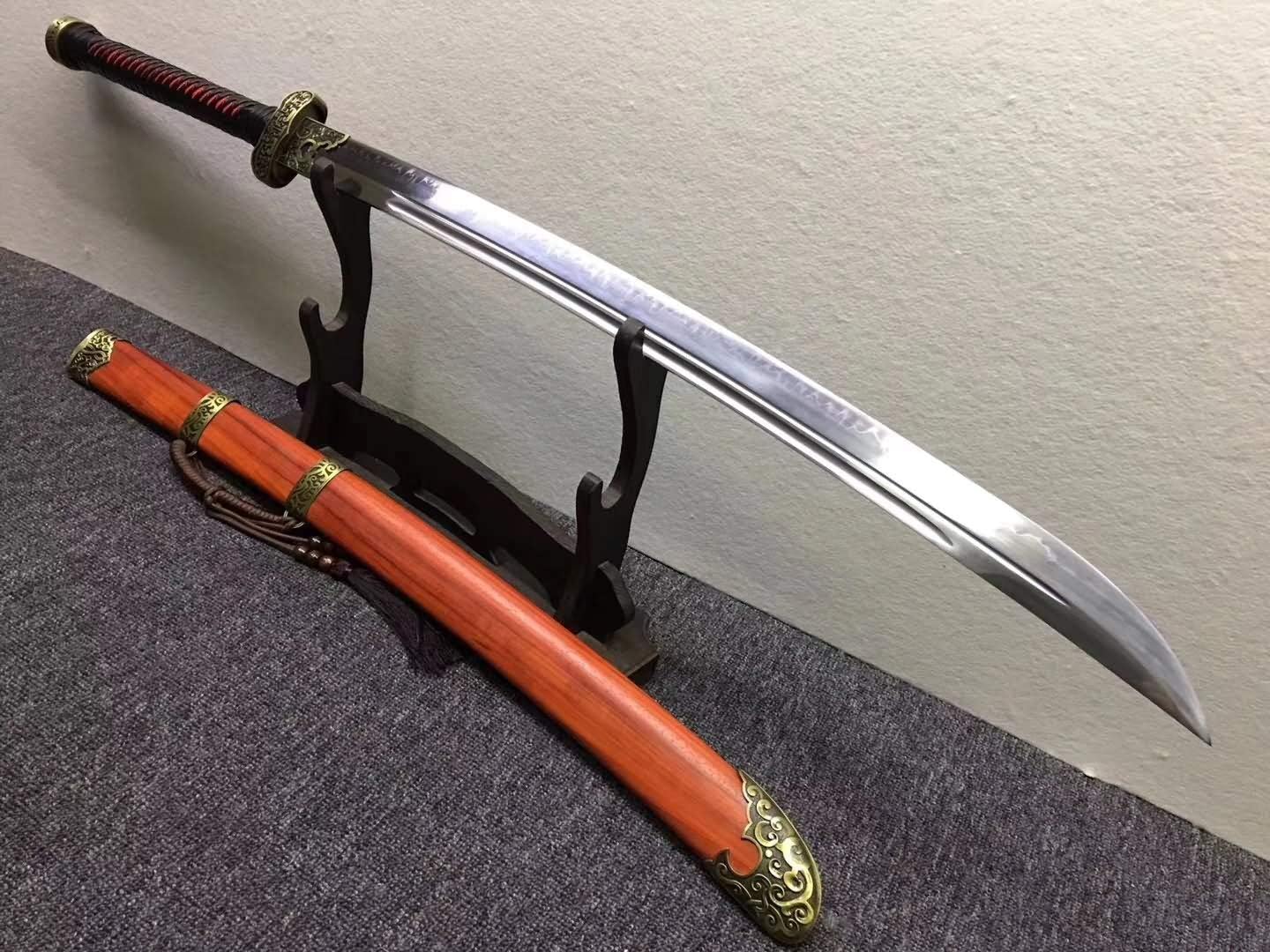 Lin Sword,Broadsword,da dao,High Carbon Steel Burn Blade,Redwood,Alloy