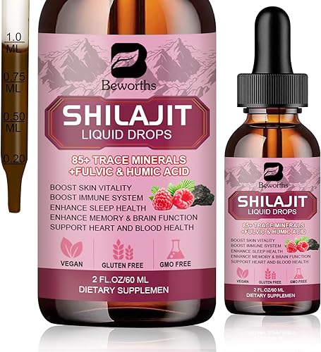 Shilajit - Gotas líquidas de resina  Complejo orgánico de minerales Shilajit 85+ para apoyo inmunológico, refuerzo cerebral y energía, salud general