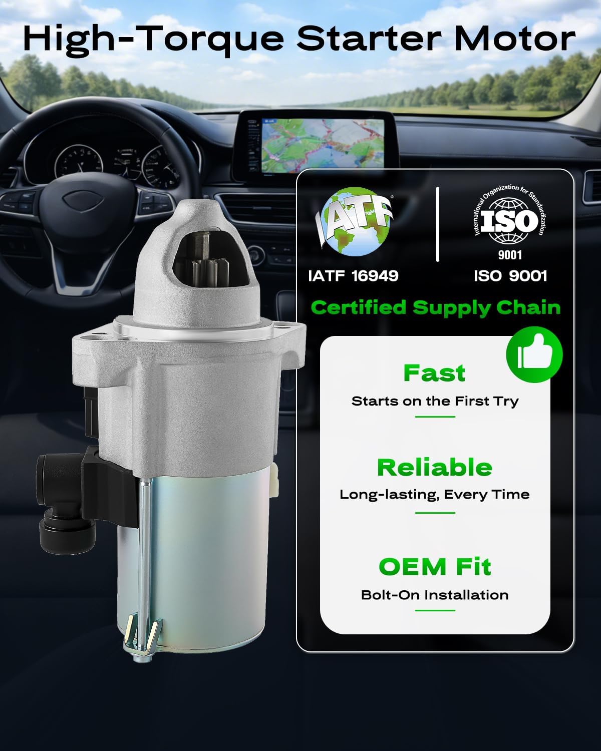 New Starter Fit for Honda Engine Automatic CVT Only: Accord 2.4L L4 Gas(2013-2017), CR-V 2.4L L4 Gas(2015-2016), Civic 2.0L L4 Gas(2016-2021). Replace 31200-5A2-A52 SM-74009