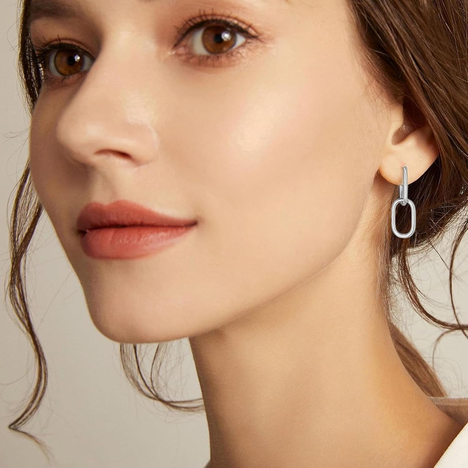 Gold Paperclip Earrings for Women 18K Gold Rectangle Hoop Earrings Square Hoops U Shape Link Hoop Earrings Chunky Hoops - Image 3