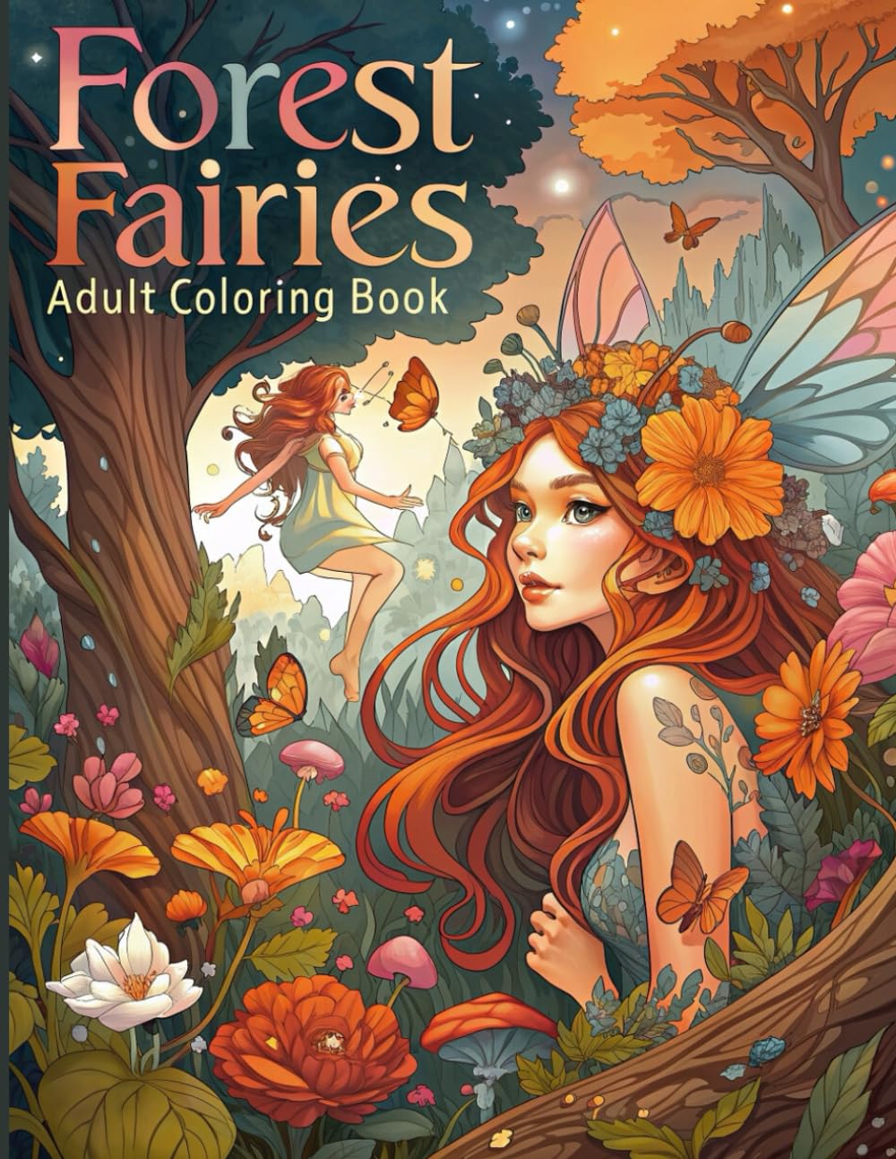 Forest fairies - adult coloring book