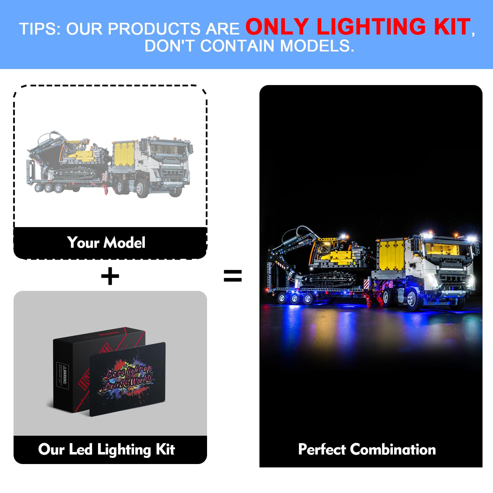 LocoLee Light Kit for Lego Volvo FMX Truck & EC230 Electric Excavator, Lighting Set for Lego Technic 42175 Set - Image 2