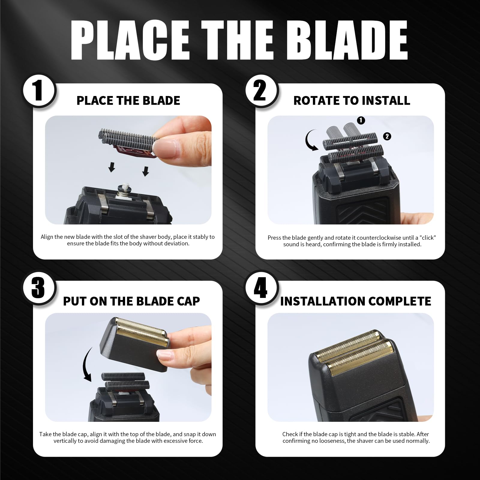 Lámina de repuesto profesional para afeitadora serie 5 estrellas final – 3 piezas, compatible con Wahl 7031-100 y 7043-100 – Negro