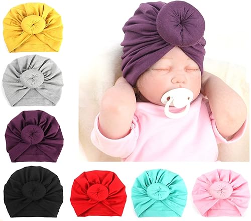 Miniatura 7 de Baby Turban Newborn Turbans for Baby Girls Head Wraps Bow Hats for Newborns Baby Beanie Hats Headraps