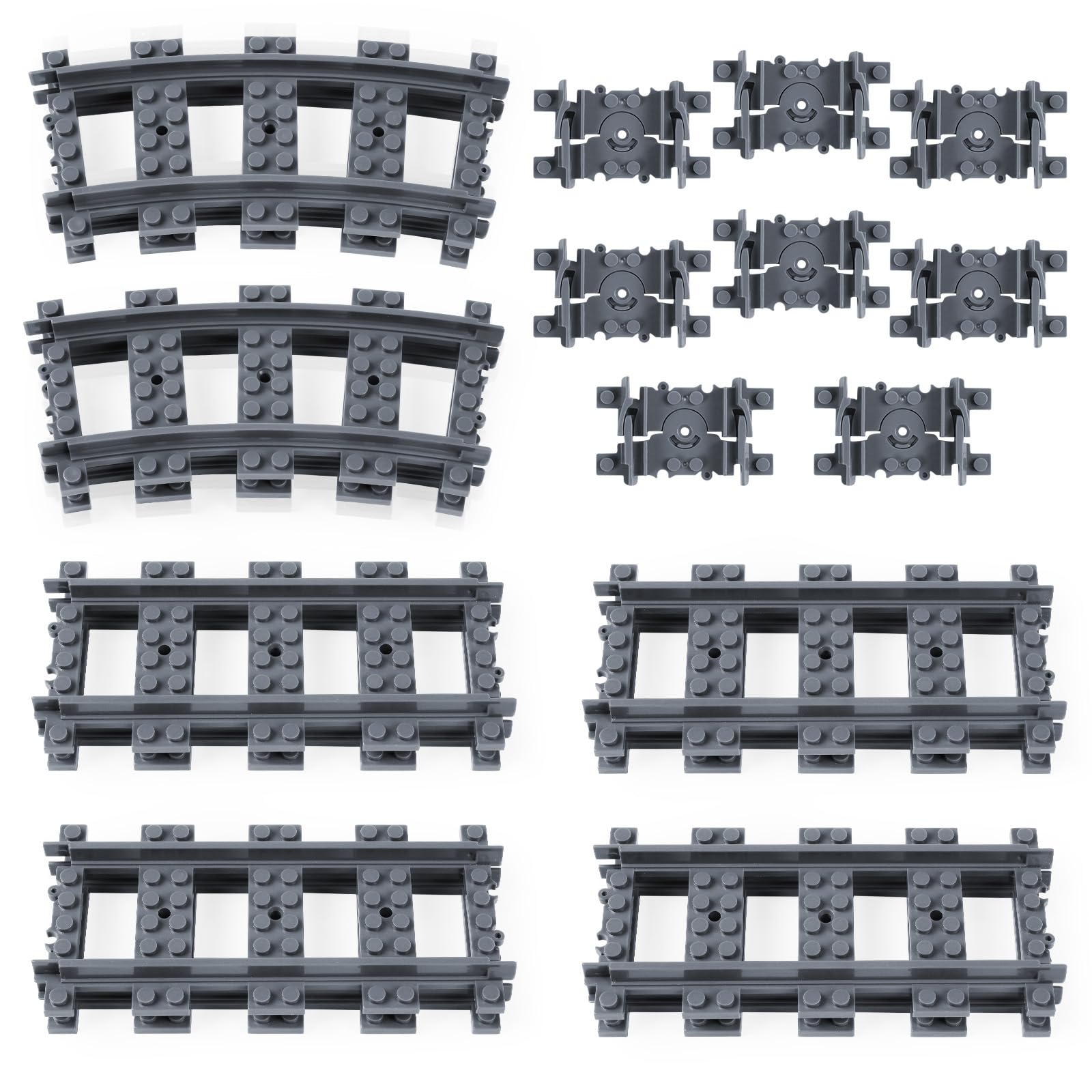 HOTUT City Schienen, 20 Stück City Zug Schienen Set, Bausteine Zug Schienen Set Kompatibel mit dem Marktführer, Spielzeug Eisenbahnschienen für Mädchen und Jungen Geschenk