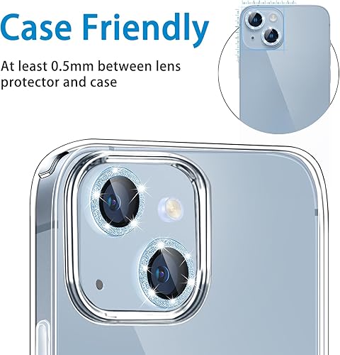 Miniatura 10 de Protector de lente de cámara compatible con iPhone 14 y 14 Plus, cubierta de lente de diamante brillante con purpurina 9H, cubierta de cámara de