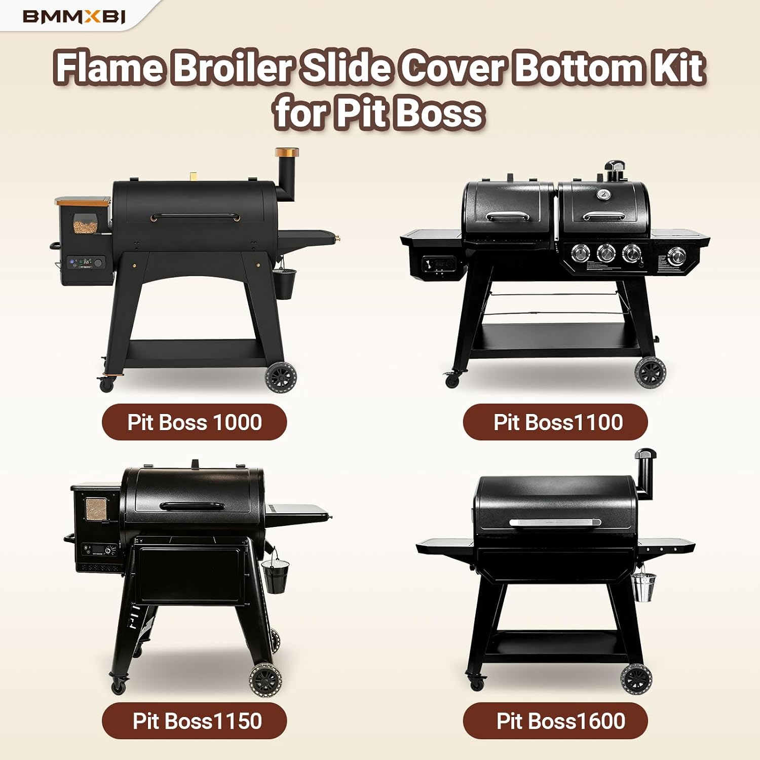 Flame Broiler Slide Cover Bottom Kit, Replacement for Pit Boss PB1000, PB1100, PB1150, PB1600 Series Pellet Grill,for Pit Boss Smoker Grill Replacement Parts PB1100PS1, PB1100PS1-W007