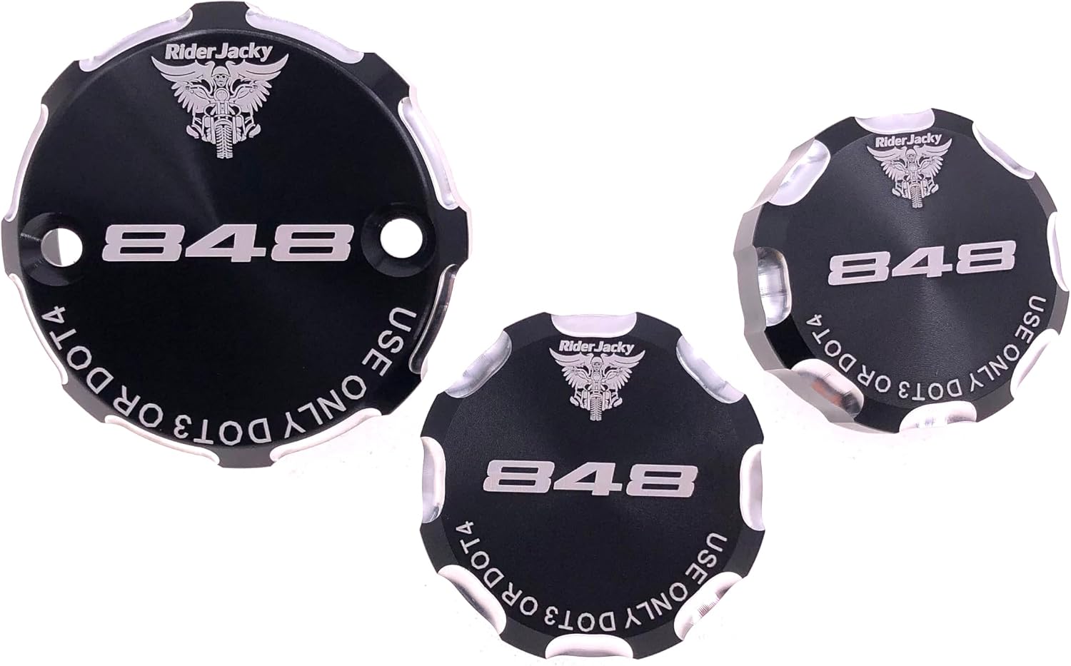Front Clutch & Brake and Rear Brakes Master Cylinder Fluid Reservoir Cover Cap For Ducati 848/EVO 2008 2009 2010 2011 2012 2013 (Red with logo)