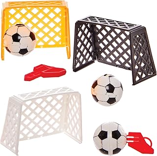 Baker Ross FN210 Set de Portería de Fútbol - Pack de 8, Juguetes de Fútbol Pequeños, Rellenos para Bolsas de Fiesta de Fútbol