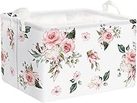 Vista 1 de Clastyle Cesta de regalo de niña floral rosa rectangular vacía con rosas y flores, cesta de almacenamiento para ropa de bebé, juguetes para libros