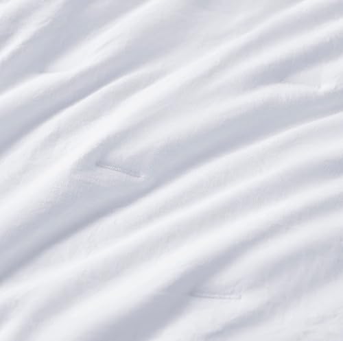 Miniatura 3 de Chezmoi Collection Marie - Juego de edredón bordado de línea de 3 piezas, juego de edredón ligero de microfibra lavada suave (King, blanco)